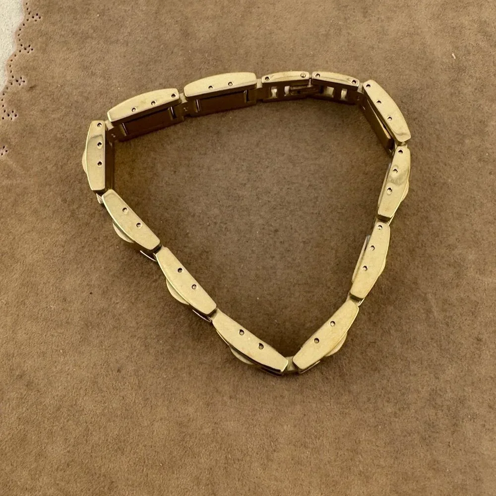 Vintage Stainless Steel Mans Heavy Bracelet 18K Gold Plated - Picture 4 of 6